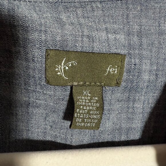 Anthropologie Fei Chambray Ruffle Belted Mini Dress Womens Size XL Modern - Picture 3 of 9